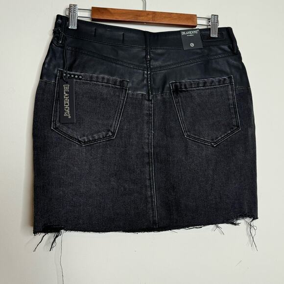 Blank NYC Leather and Denim Patchwork High-Rise Miniskirt Black NWT Size 28 - Picture 6 of 10